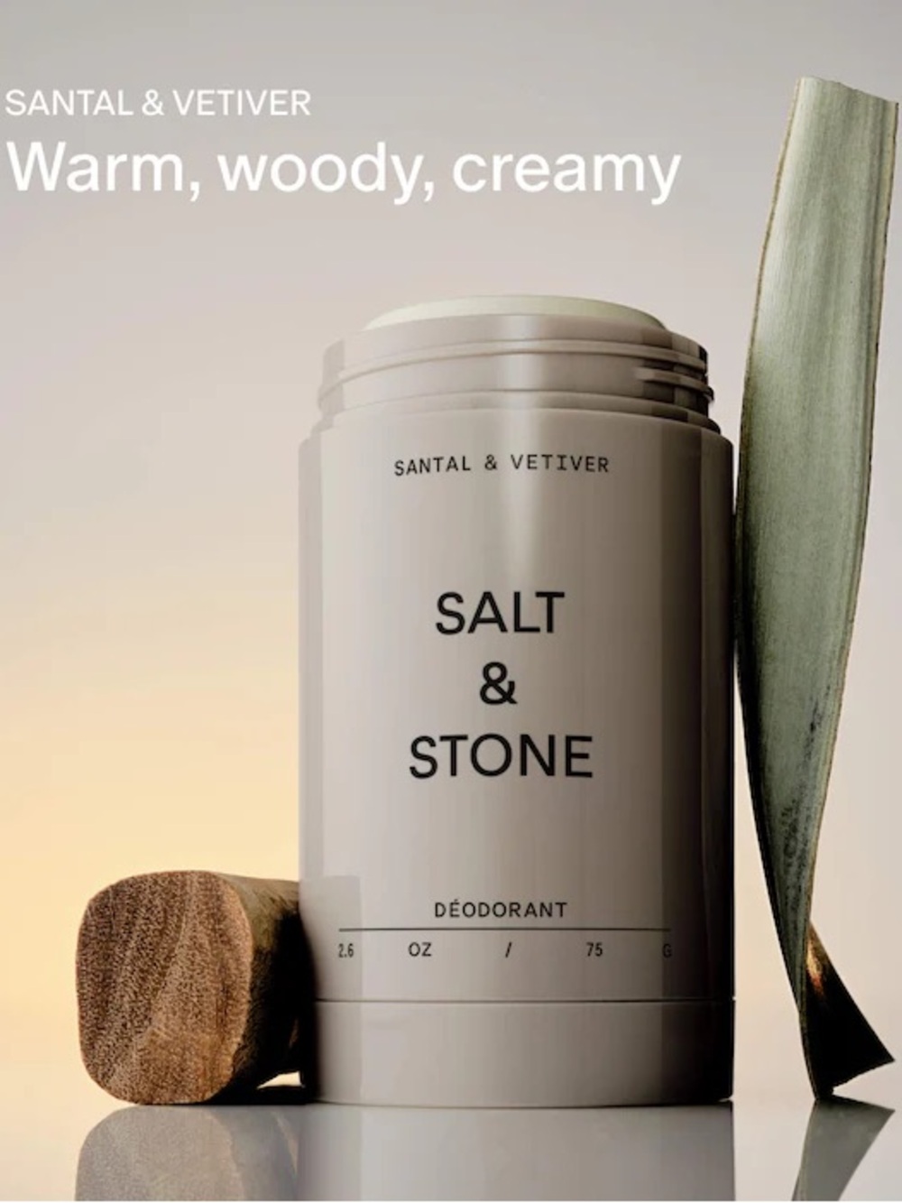 NEW Salt & Stone Santal & Vetiver Extra-Strength Aluminum-Free Deodorant
